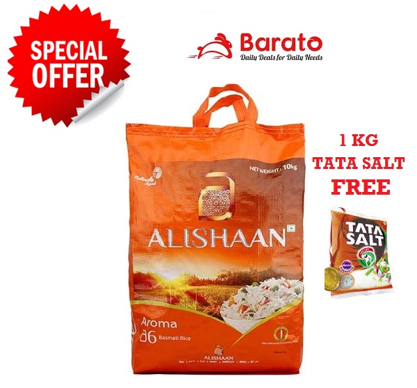 Alishaan Aroma A6 Basmati Rice 10 KG + Tata Salt 1 KG